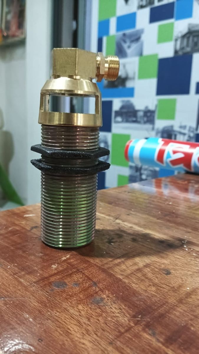 Brass gas fitting with threaded body and lock nuts