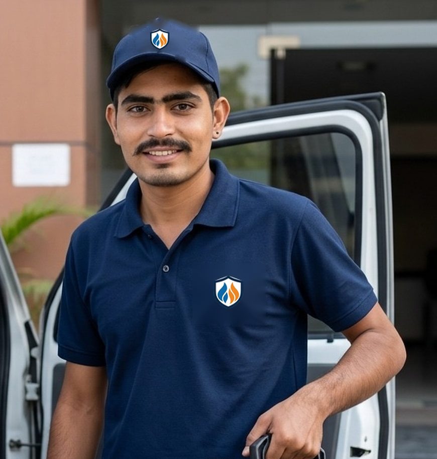 Gas Dost technician in a navy uniform
